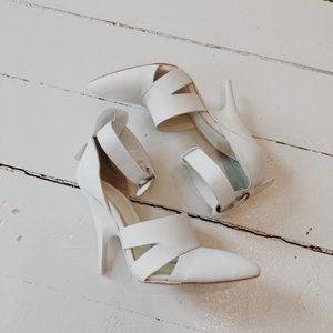White Leather cut out Heels / size 38